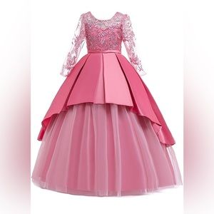 Girls Appliqué Lace Pageant Dress Size 12